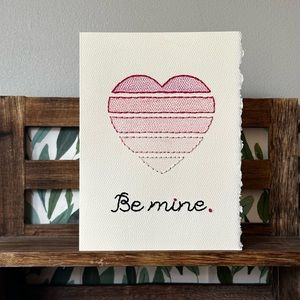 Hand-Embroidered Valentine’s Day Card - Be Mine Heart